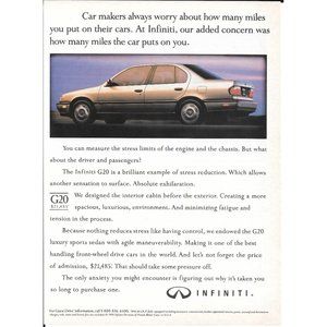 1991 Infiniti G20 Silver Luxury Sedan Classic Vintage Print Advertisement Ad